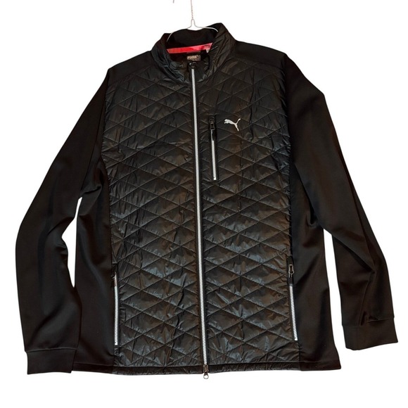 Puma Quilted Golf Jacket Black Full Zip Lightweight Mens XL PWRWarm - Picture 3 of 3